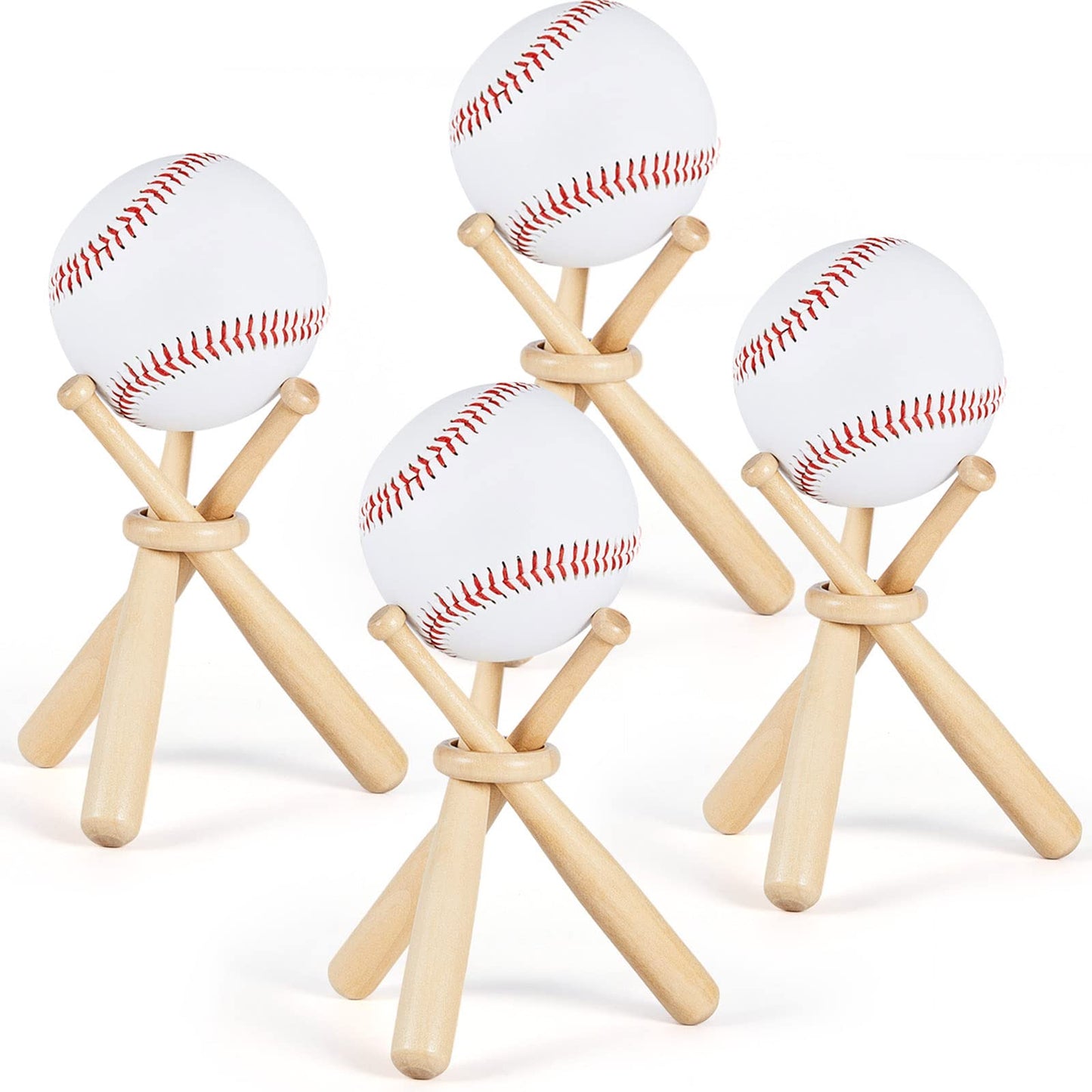Maitys Baseball Stand Baseball Holders for Display Balls Wooden Baseball Bat Display Stand Holder Display Baseball Centerpieces for Tables for Kids and Sports Lover